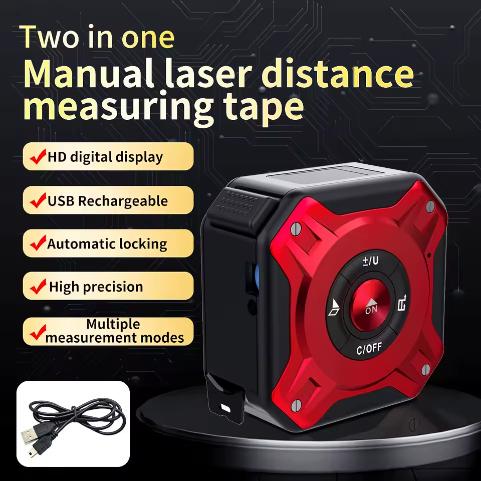 Laser Tape Measure 2-in-1 135ft USB Rechargeable Digital Construction DIY Professional