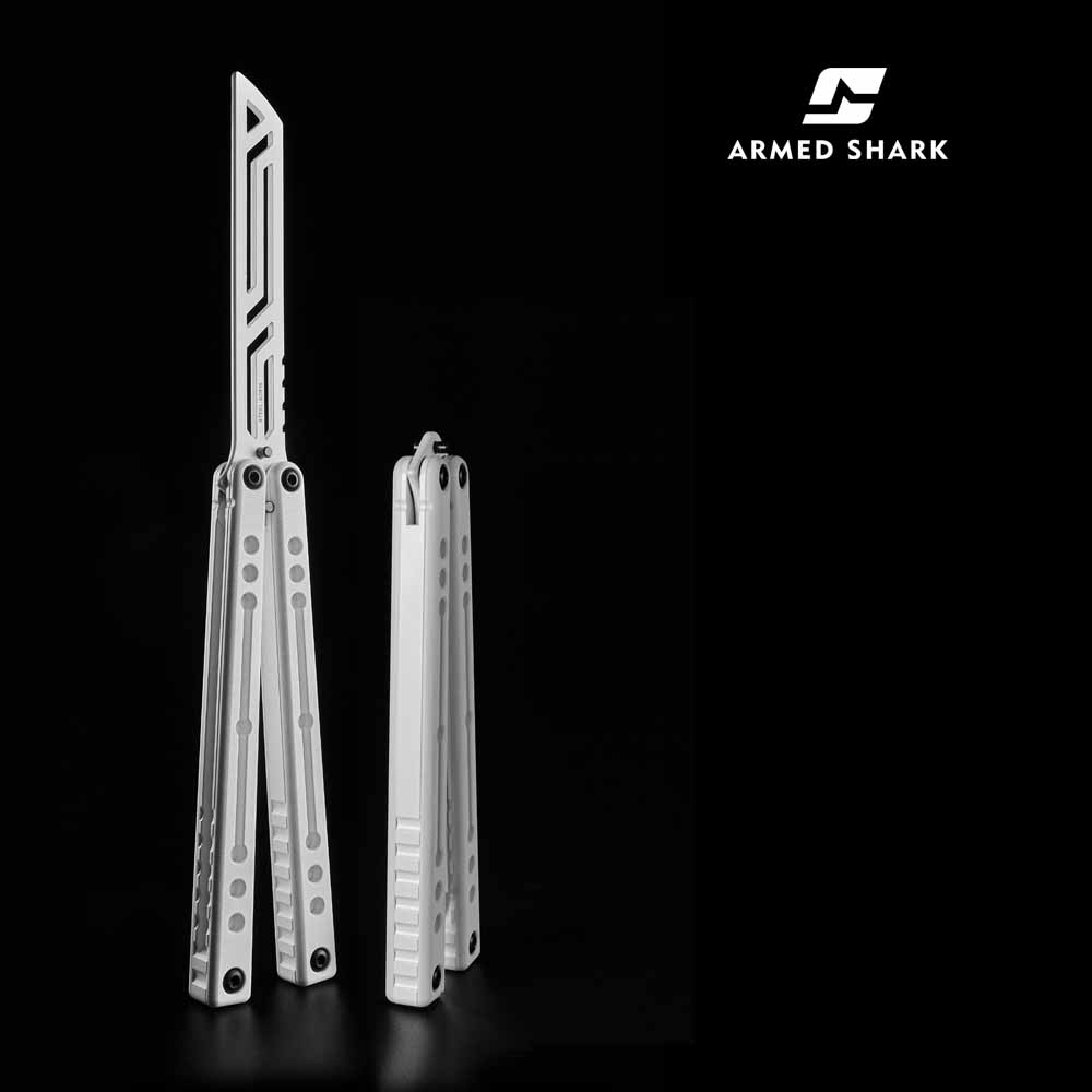Nautilus V2 Balisong Trainer - Armed Shark 7075 Aluminum G10 Carbon Fiber Butterfly Knife