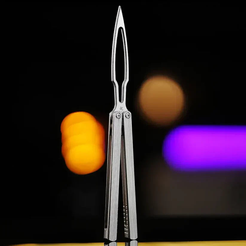 440C Steel TC4 Titanium Balisong Trainer - Armed Shark CK-SR DLC Butterfly Knife Flipper