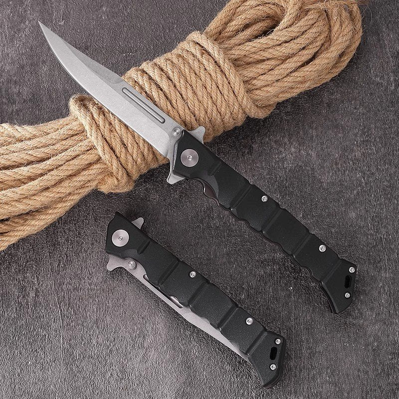 Large Folding Knife Clip Point GFN Handle Spring Lock Tactical Military EDC Outdoor