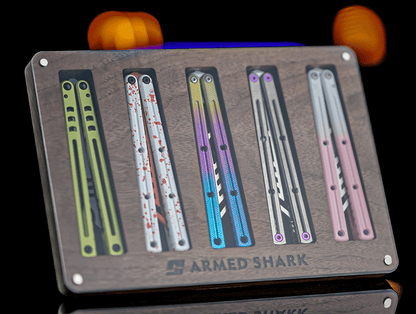 Balisong Display Stand - Walnut Wood & Acrylic Butterfly Knife Trainer Holder by Armed Shark