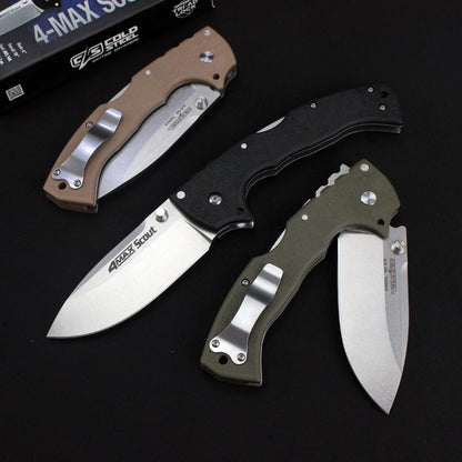 Folding Knife Cold Steel Pocket Knife Stonewashed Nylon Fiber Handle EDC Camping Tactical Knife