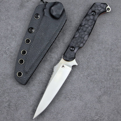 Fixed Blade Knife 14C28N Steel G10 Handle Serrated Sheath Camping Survival Tactical EDC