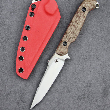 Fixed Blade Knife 14C28N Steel G10 Handle Serrated Sheath Camping Survival Tactical EDC