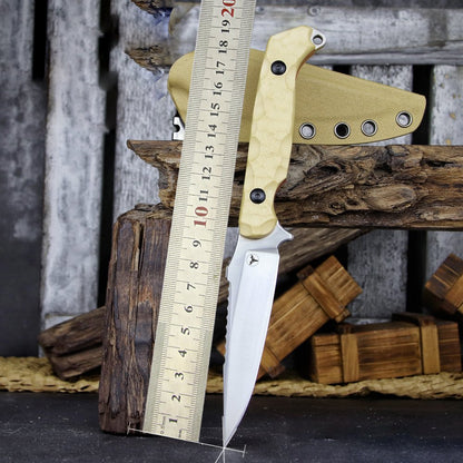 Fixed Blade Knife 14C28N Steel G10 Handle Serrated Sheath Camping Survival Tactical EDC