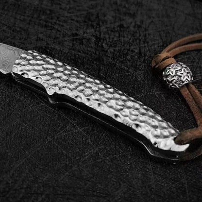 Folding Knife Damascus Steel Pocket Knife Compact Keychain EDC Knife Collector Knife