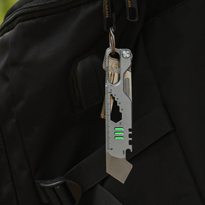 EDC Multi-Tool Titanium Multi-Tool 10-in-1 Survival Tool Pry Bar Keychain Tool Camping Gear