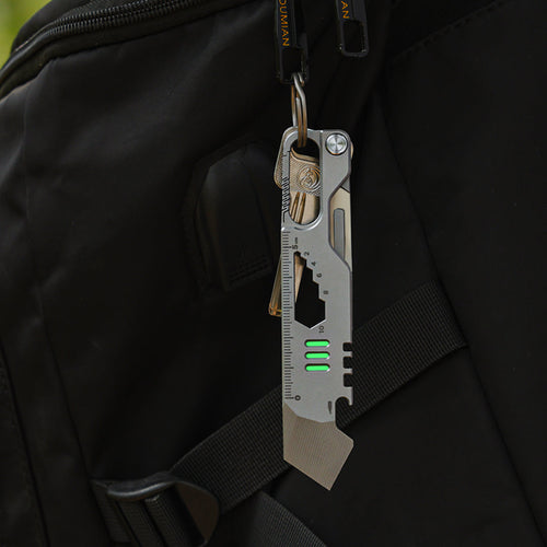 EDC Multi-Tool Titanium Multi-Tool 10-in-1 Survival Tool Pry Bar Keychain Tool Camping Gear