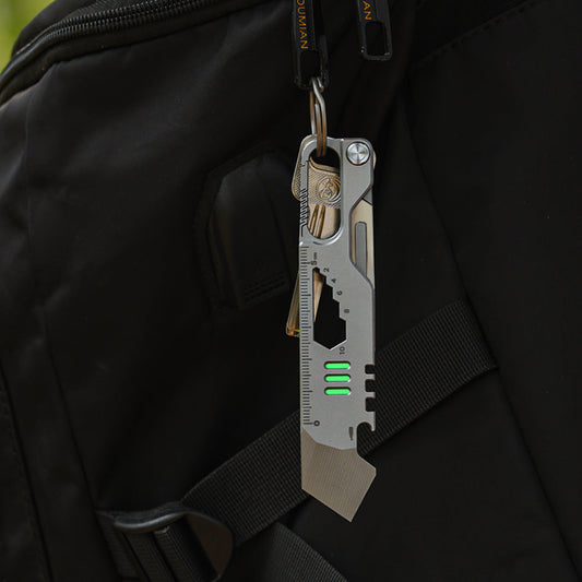 EDC Multi-Tool Titanium Multi-Tool 10-in-1 Survival Tool Pry Bar Keychain Tool Camping Gear