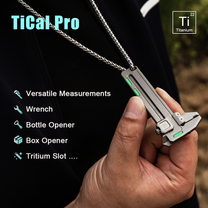 TiCal Pro GR5 Titanium Mini Caliper - 9-in-1 Multi-Function EDC Measurement Tool