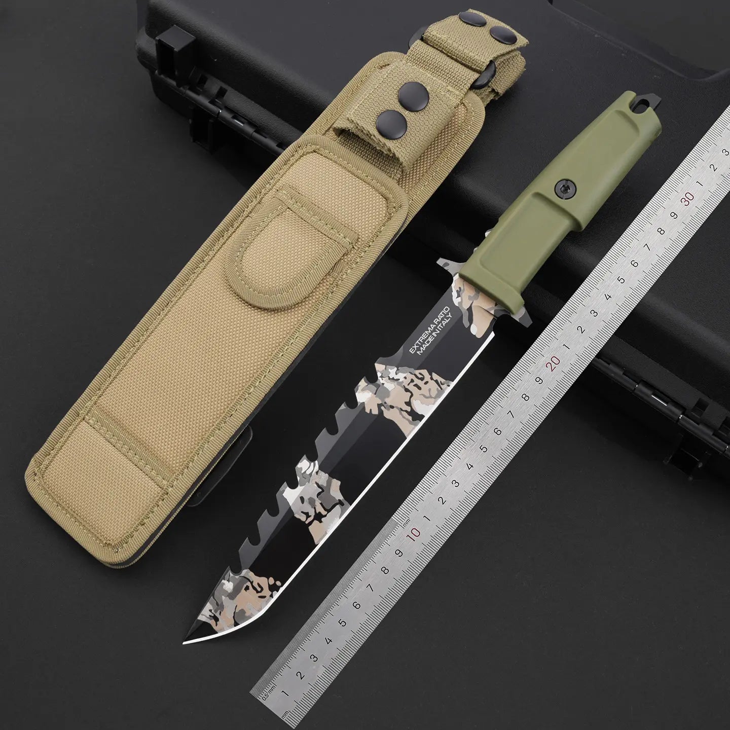 Fixed Blade Knife Tactical Knife N690Co Steel Tanto Tip Survival Spear Knife Bushcraft Hunting