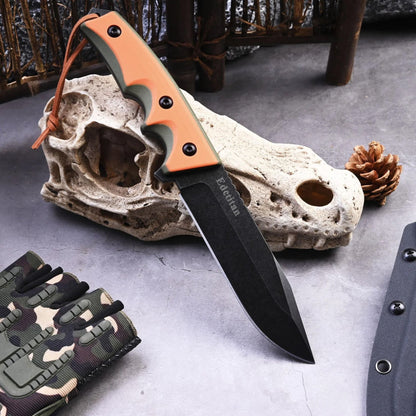 Fixed Blade Knife G10 Handle Kydex Sheath Stonewash Heavy Duty Survival Camping Tactical