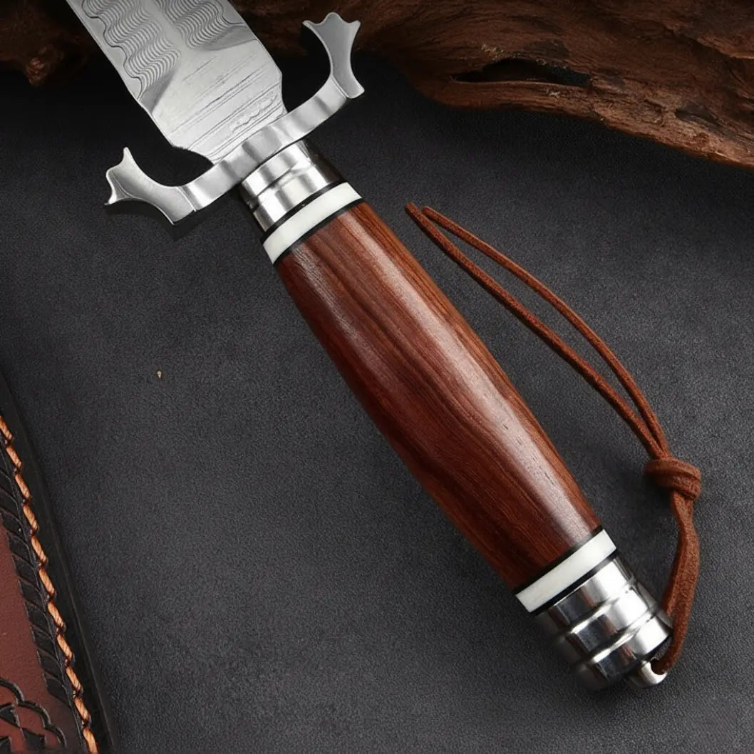 Fixed Blade Knife Damascus Steel Hunting Knife Handcrafted 60 HRC Outdoor Survival Knife