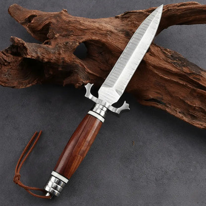 Fixed Blade Knife Damascus Steel Hunting Knife Handcrafted 60 HRC Outdoor Survival Knife