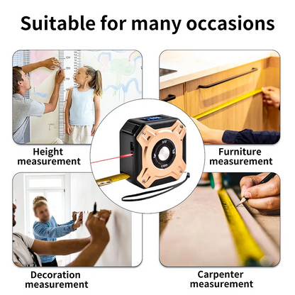 Laser Tape Measure 2-in-1 135ft USB Rechargeable Digital Construction DIY Professional