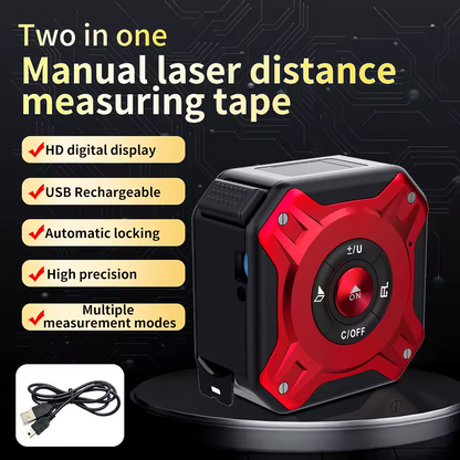Laser Tape Measure 2-in-1 135ft USB Rechargeable Digital Construction DIY Professional