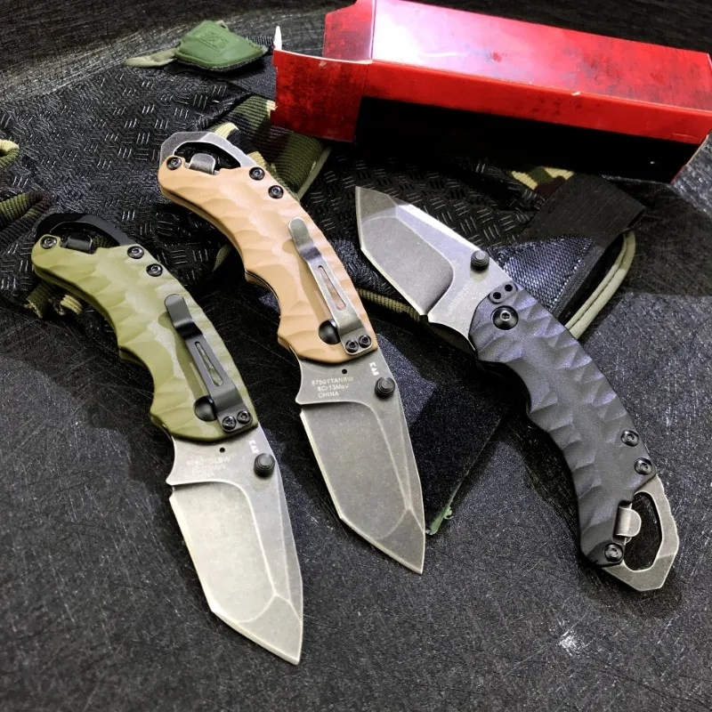 Kershaw 8750 Folding Pocket Knife - 8Cr13MoV Tanto Blade with Dual Thumbstuds EDC