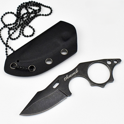 THUMB Mini Fixed Blade Neck Knife - Skeleton Design EDC with Sheath