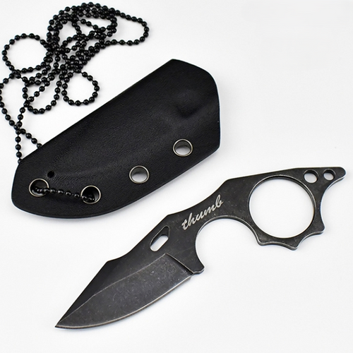 THUMB Mini Fixed Blade Neck Knife - Skeleton Design EDC with Sheath