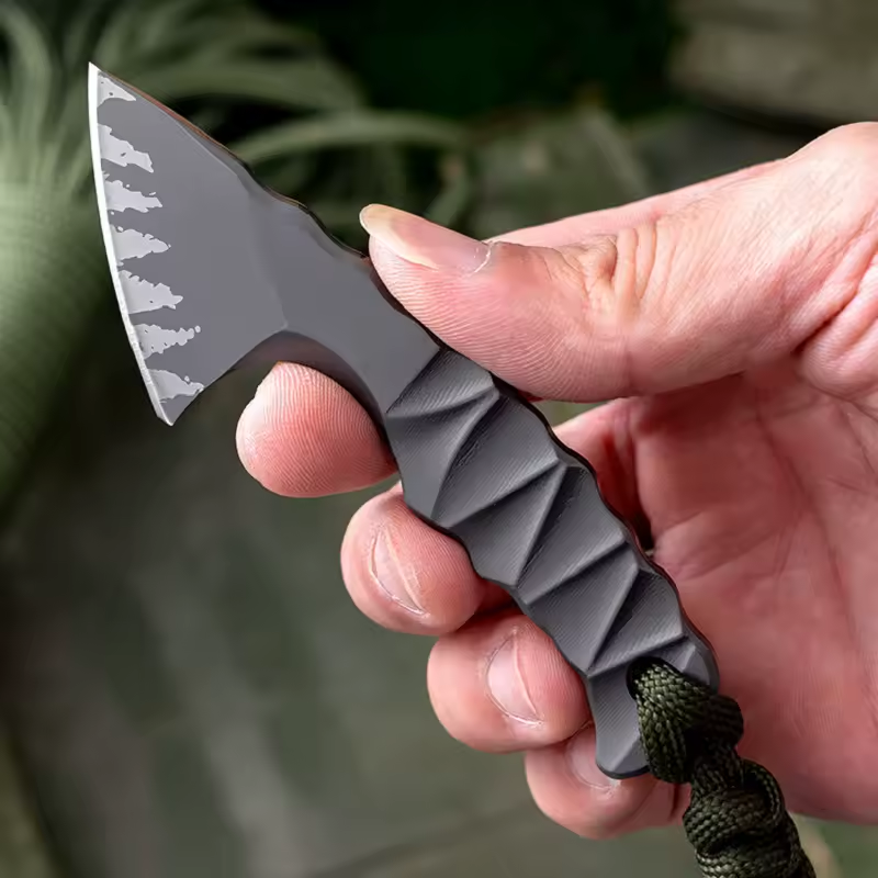 Lil' Axion D2 Steel Mini Tactical Axe Knife - One-Piece Construction with Sheath EDC