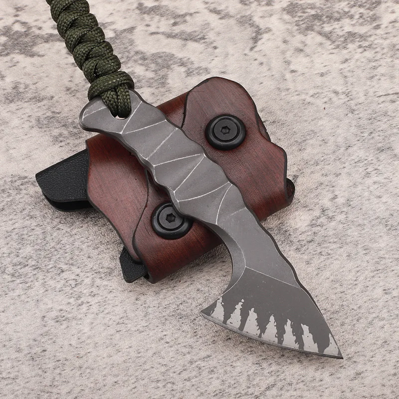 Lil' Axion D2 Steel Mini Tactical Axe Knife - One-Piece Construction with Sheath EDC