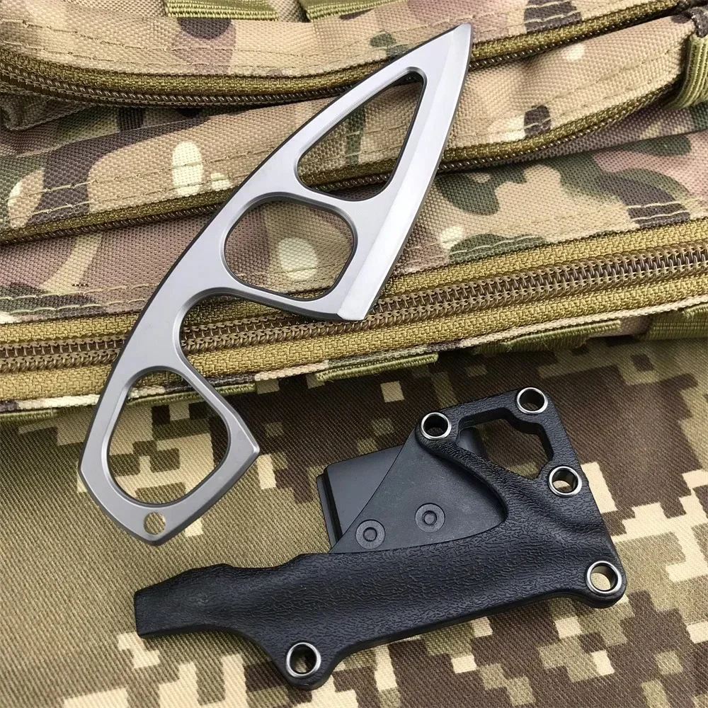 Fixed Blade Knife Camping Knife 440C Steel Titanium Oxide Coating Multi-Grip EDC Survival Knife