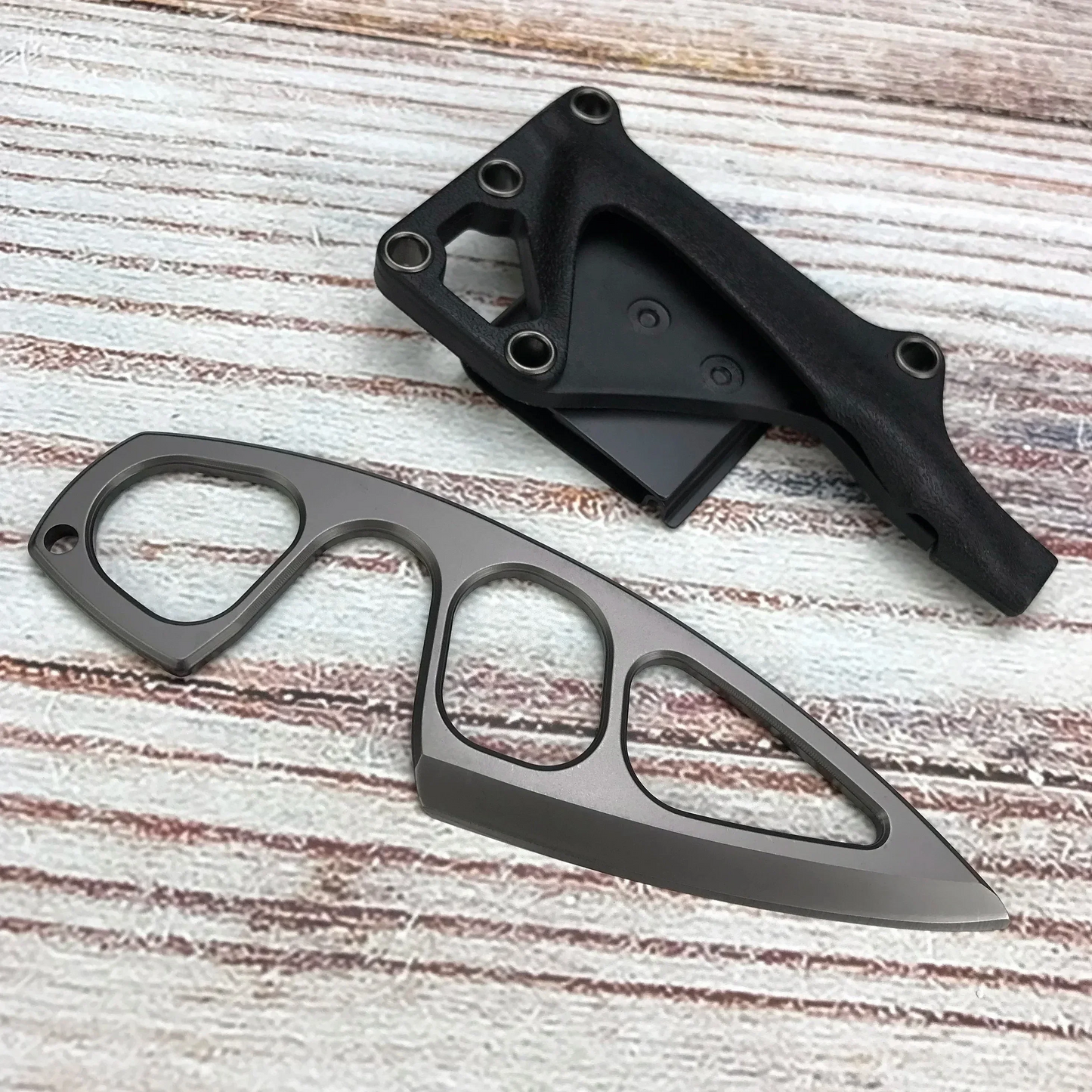 Fixed Blade Knife Camping Knife 440C Steel Titanium Oxide Coating Multi-Grip EDC Survival Knife
