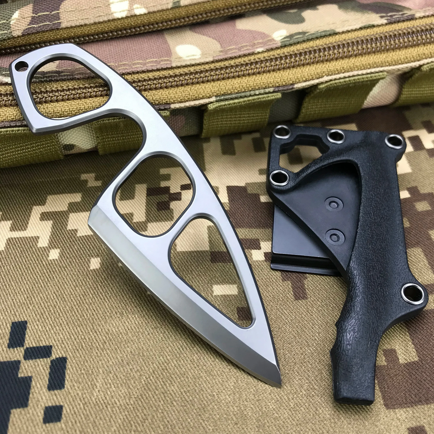 Fixed Blade Knife Camping Knife 440C Steel Titanium Oxide Coating Multi-Grip EDC Survival Knife