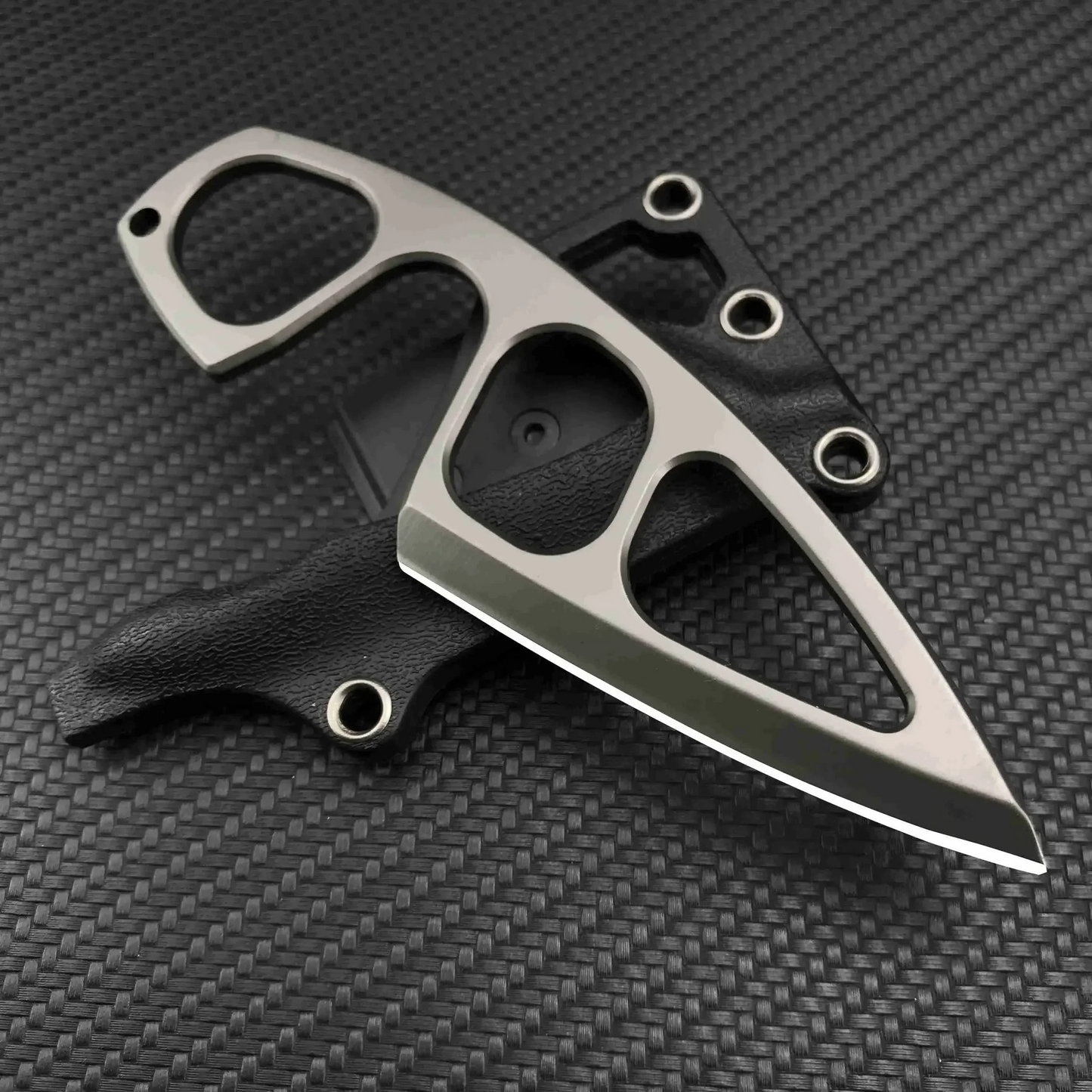 Fixed Blade Knife Camping Knife 440C Steel Titanium Oxide Coating Multi-Grip EDC Survival Knife