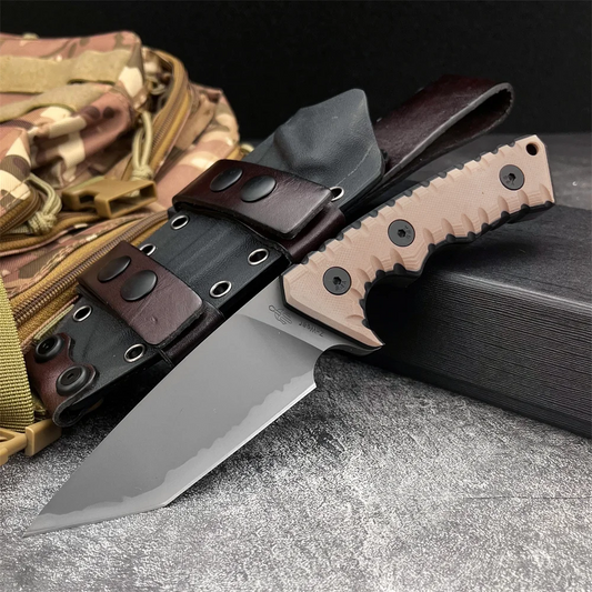 Camping Knife G10 Handle Fixed Blade Custom Engraving Hunting Survival Tactical EDC