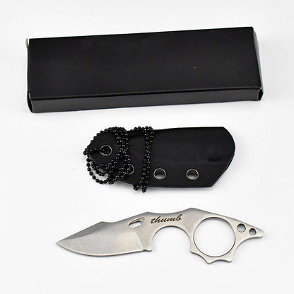 THUMB Mini Fixed Blade Neck Knife - Skeleton Design EDC with Sheath
