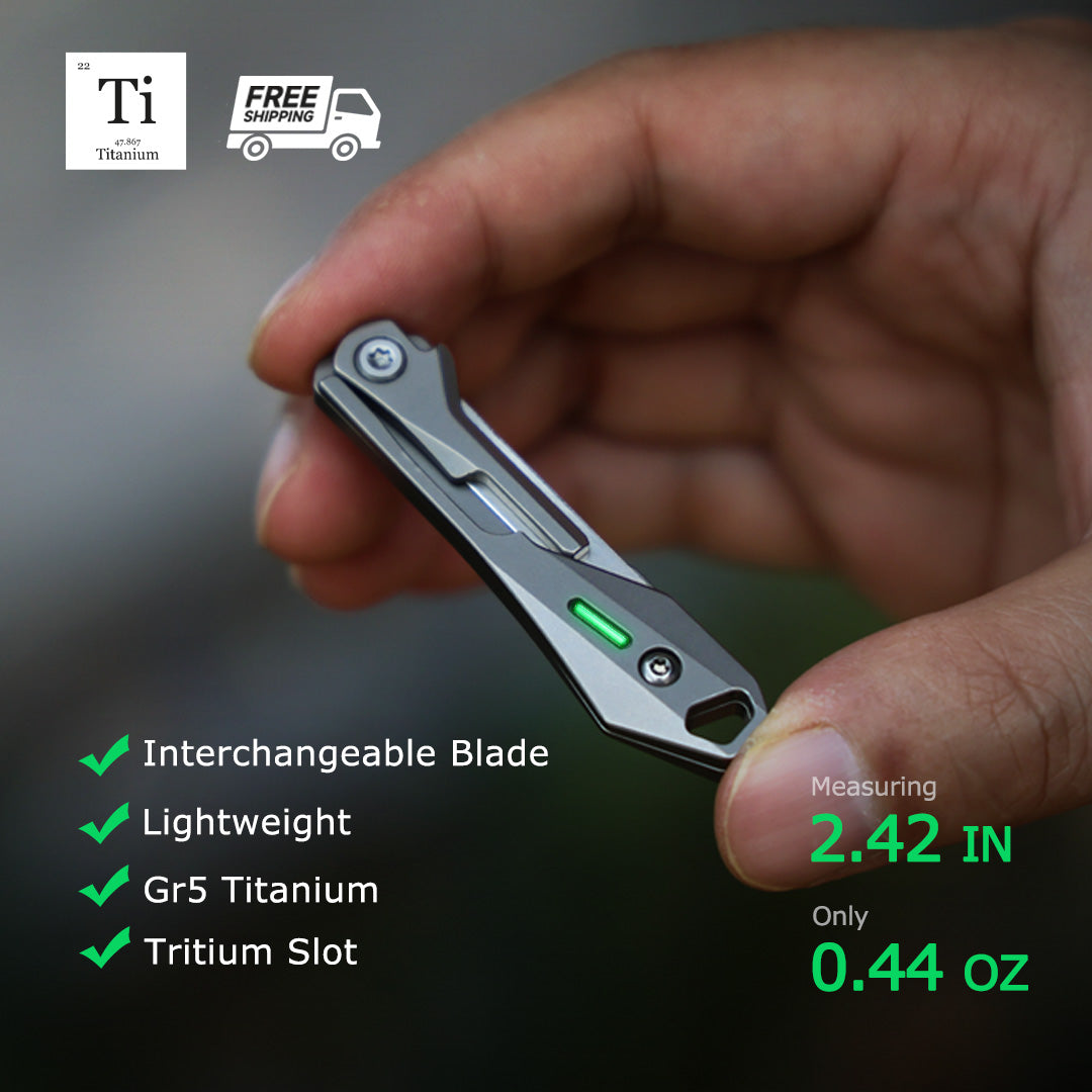 Titanium Scalpel Knife GR5 Micro Folding Replaceable Blade EDC TSA Compliant Travel