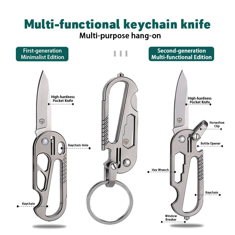 EdgeKey Titanium Multi-Function Keychain Knife | M390 or 8Cr13MoV Steel