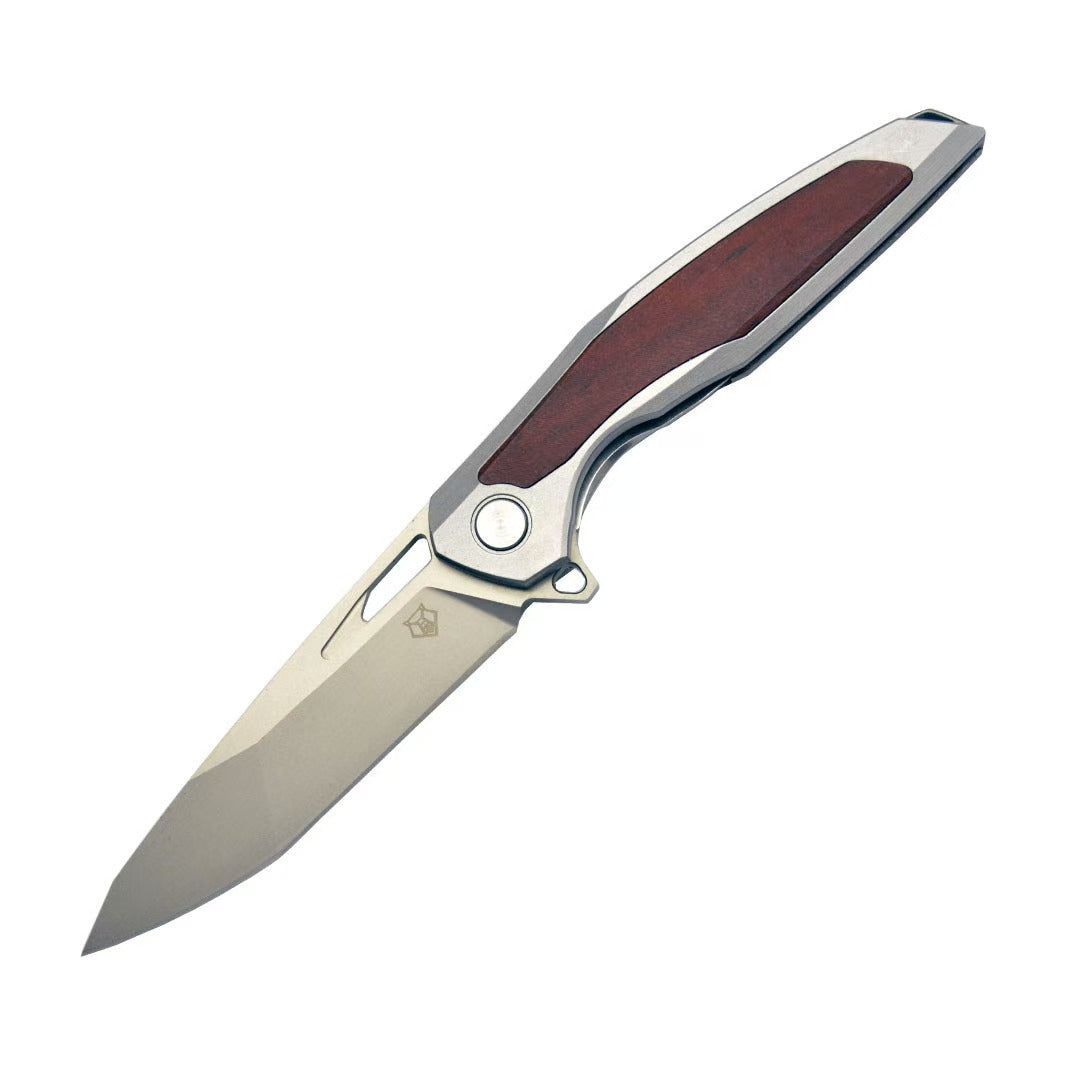 Razor-Edge Bear Claw D2 Steel Folding Knife - Carbon Fiber & Rosewood Options