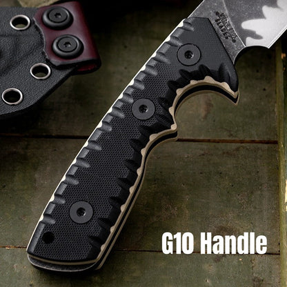 Tiger Edge A8 Tactical Fixed Blade Knife - Tiger-Pattern Steel 60 HRC with G10 Handle