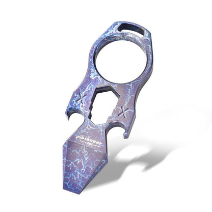 TC4 Titanium Multi-Tool Keychain with Knuckle Ring - 6-in-1 EDC 31g