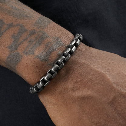 RustEdge Titanium Steel Industrial Punk Bracelet - Oxidized Finish