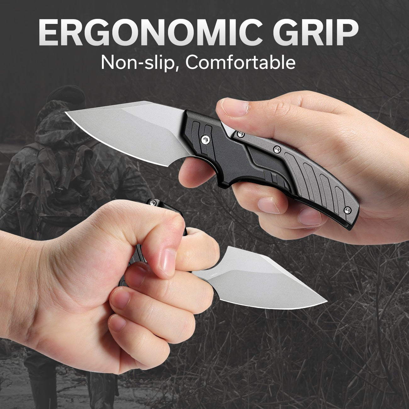Folding Knife D2 Steel 2-in-1 Transformable Push Dagger EDC Tactical Self Defense