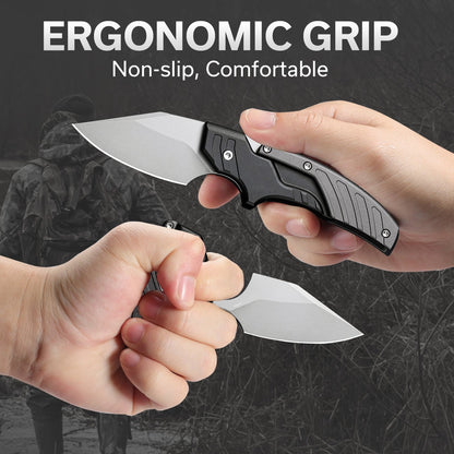 Folding Knife D2 Steel 2-in-1 Transformable Push Dagger EDC Tactical Self Defense