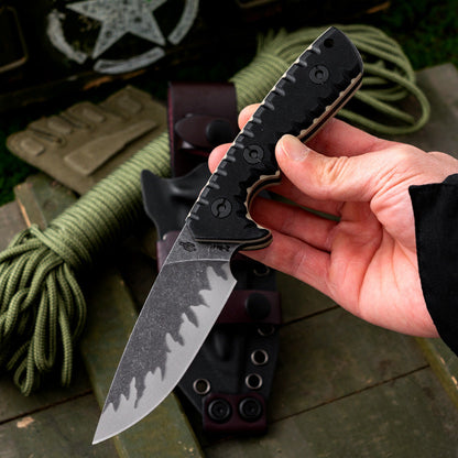 Tiger Edge A8 Tactical Fixed Blade Knife - Tiger-Pattern Steel 60 HRC with G10 Handle