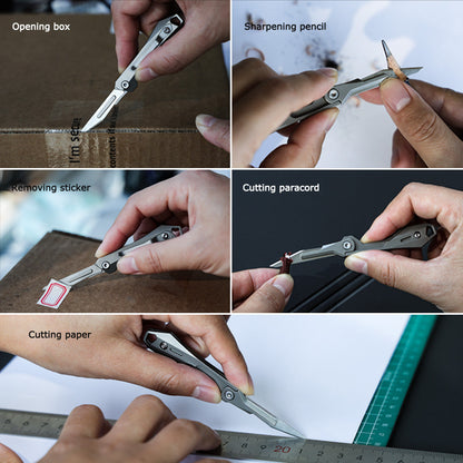 Titanium Scalpel Knife GR5 Micro Folding Replaceable Blade EDC TSA Compliant Travel