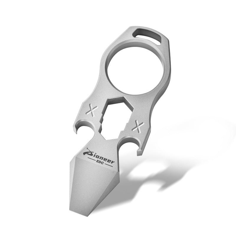 TC4 Titanium Multi-Tool Keychain with Knuckle Ring - 6-in-1 EDC 31g