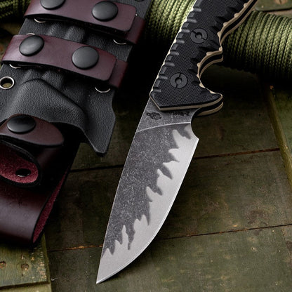Tiger Edge A8 Tactical Fixed Blade Knife - Tiger-Pattern Steel 60 HRC with G10 Handle