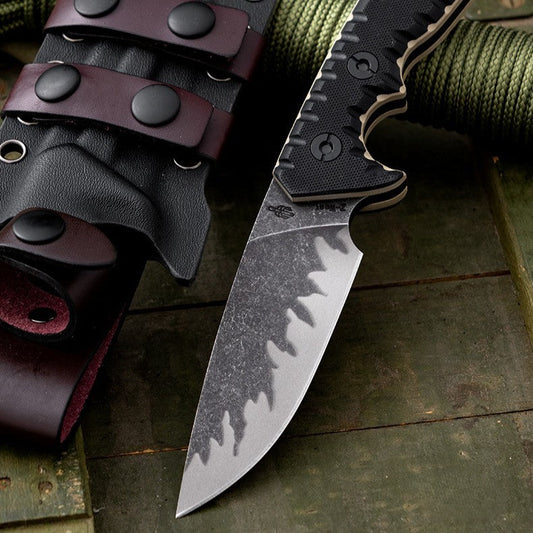 Tiger Edge A8 Tactical Fixed Blade Knife - Tiger-Pattern Steel 60 HRC with G10 Handle