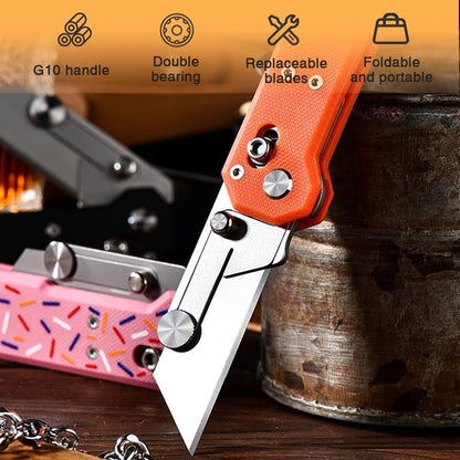 ViperSlide Heavy-Duty Folding Utility Knife - G10 Handle with Axle Lock Multi-Function