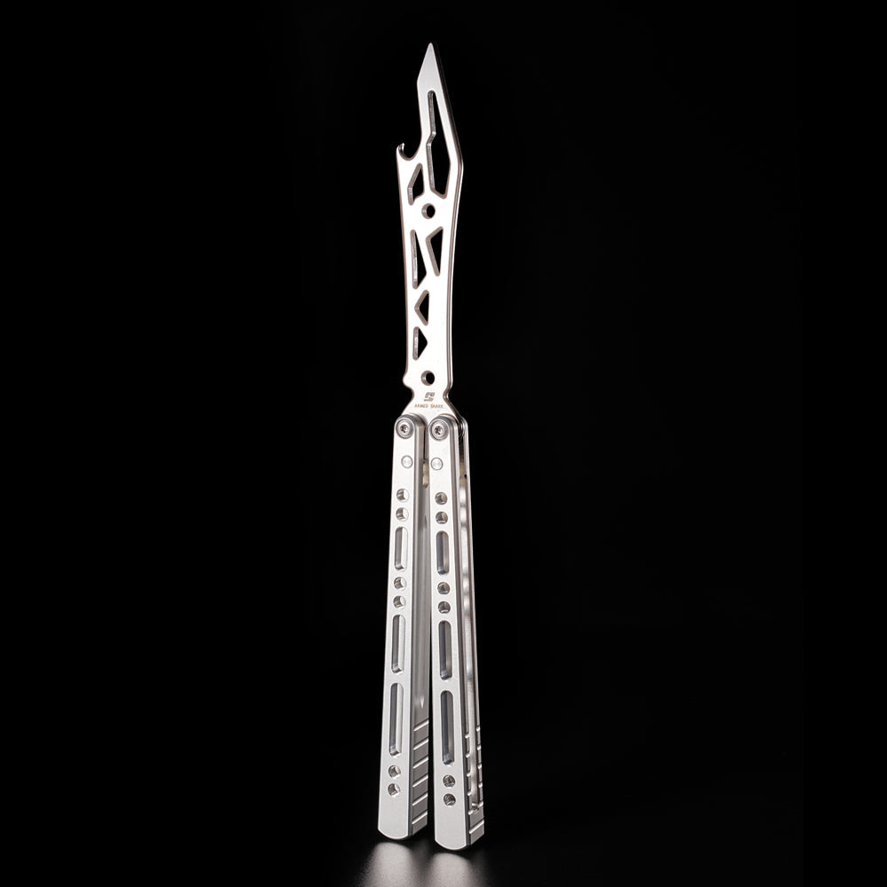 Butterfly Trainer Knife Armed Shark Pike - 7075 Aluminum Balisong Flipper Mirror Polish