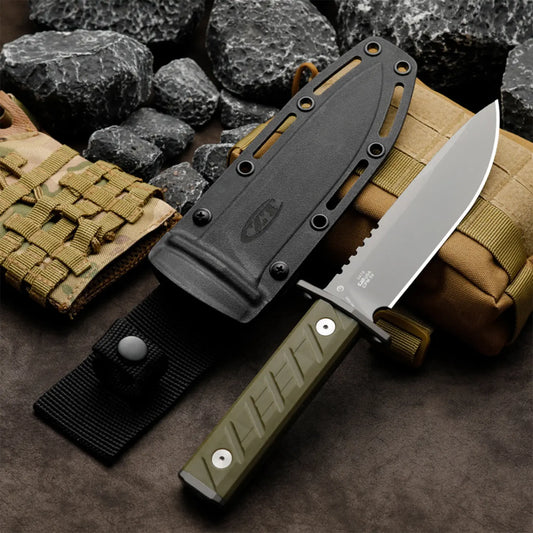 Survival Knife Fixed Blade Knife 7Cr Steel Titanium Coating Hunting Knife Camping Bushcraft Tactical