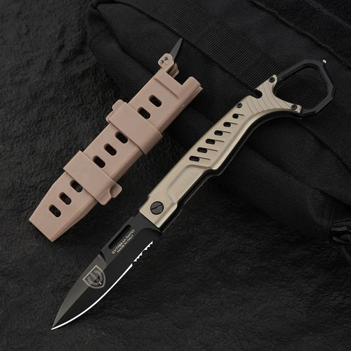 Folding Knife Tactical Knife N690C Steel Finger Ring Design Black Finish EDC Knife First Responder