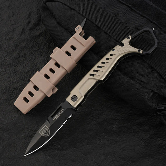 Folding Knife Tactical Knife N690C Steel Finger Ring Design Black Finish EDC Knife First Responder