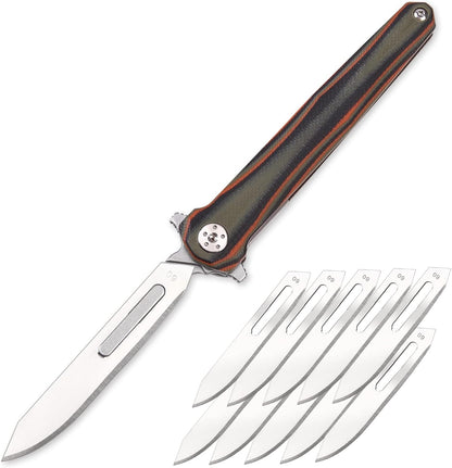 ViperFold Folding Scalpel Knife | Carbon Steel Blade | G10 Handle + 10 Blades